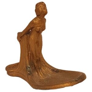 Vtg Art Nouveau Copper Bronze Color Trinket Dish Inkwell Match Holder Ash Tray